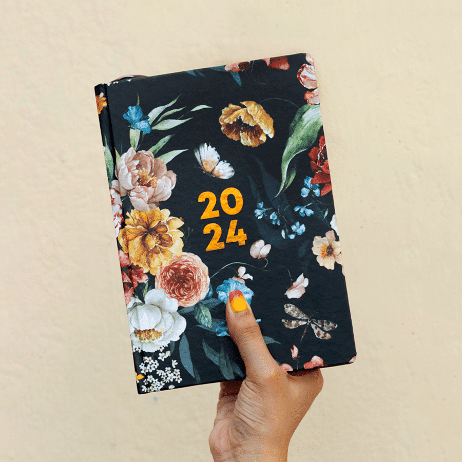 BLACK FLORAL BLOOM | 2024 ANNUAL PLANNER - The Art Loom