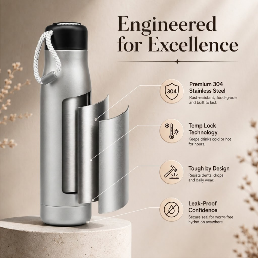 Metallic Silver | Insulated Bottle