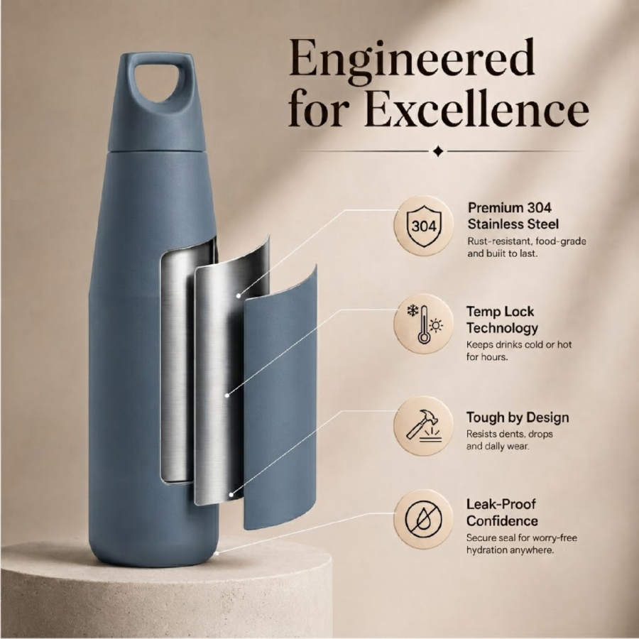 Steel Blue | Insulated Bottle
