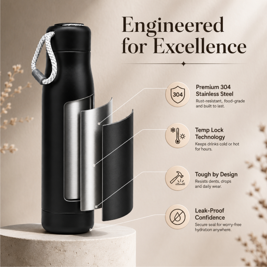 Metallic Black | Insulated Bottle